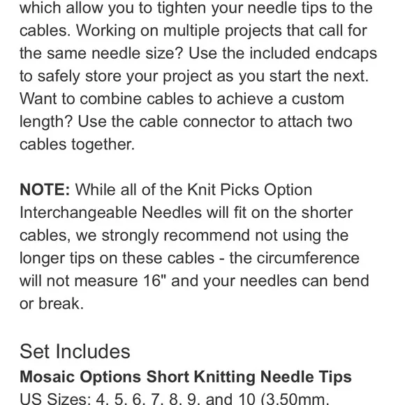 NEW Knitpicks Short Interchangeable Multicolor Mosaic Wood Knitting Need… - Picture 5 of 5